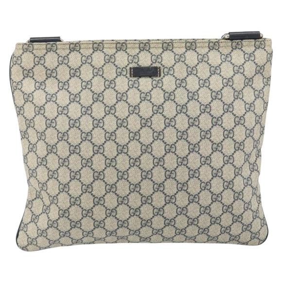 GUCCI GG Supreme Shoulder Bag PVC Navy Silver 201446 Auth 147869