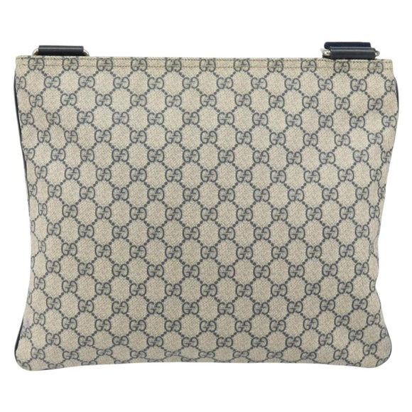 GUCCI GG Supreme Shoulder Bag PVC Navy Silver 201446 Auth 147869