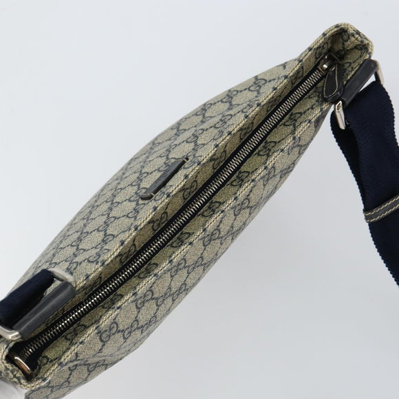 GUCCI GG Supreme Shoulder Bag PVC Navy Silver 201446 Auth 147869