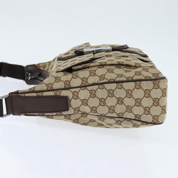 GUCCI GG Canvas Shoulder Bag Beige Silver 131211 Auth 147872