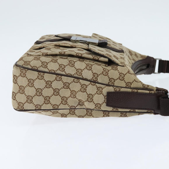GUCCI GG Canvas Shoulder Bag Beige Silver 131211 Auth 147872