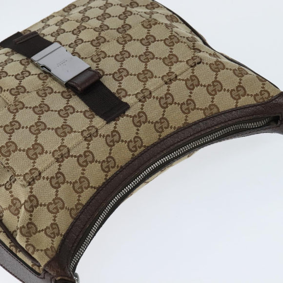 GUCCI GG Canvas Shoulder Bag Beige Silver 131211 Auth 147872