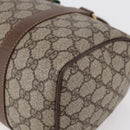 GUCCI GG Supreme Web Sherry Line Boston Bag PVC Beige Gold Auth 147876-9