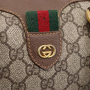 GUCCI GG Supreme Web Sherry Line Boston Bag PVC Beige Gold Auth 147876-17