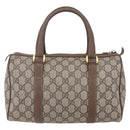 GUCCI GG Supreme Web Sherry Line Boston Bag PVC Beige Gold Auth 147876-2
