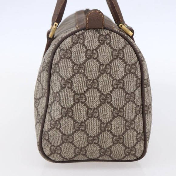 GUCCI GG Supreme Web Sherry Line Boston Bag PVC Beige Gold Auth 147876