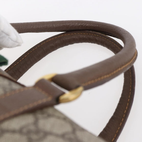 GUCCI GG Supreme Web Sherry Line Boston Bag PVC Beige Gold Auth 147876