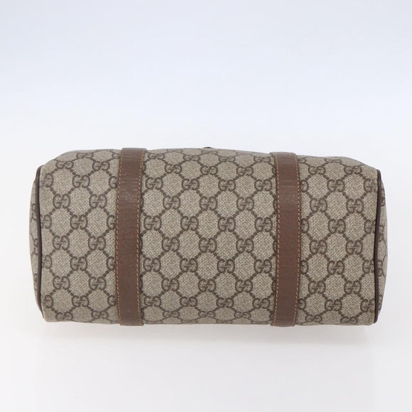 GUCCI GG Supreme Web Sherry Line Boston Bag PVC Beige Gold Auth 147876