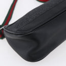 GUCCI Web Sherry Line Accessory Pouch Canvas Black Red Green 92820 Auth 147877-14