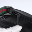 GUCCI Web Sherry Line Accessory Pouch Canvas Black Red Green 92820 Auth 147877-10