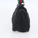 GUCCI Web Sherry Line Accessory Pouch Canvas Black Red Green 92820 Auth 147877-3