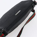 GUCCI Web Sherry Line Accessory Pouch Canvas Black Red Green 92820 Auth 147877-6