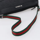 GUCCI Web Sherry Line Accessory Pouch Canvas Black Red Green 92820 Auth 147877-7