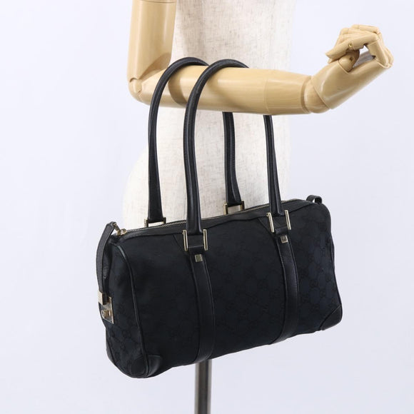 GUCCI GG Canvas Hand Bag Black Gold 000 0851 3754 Auth 147878