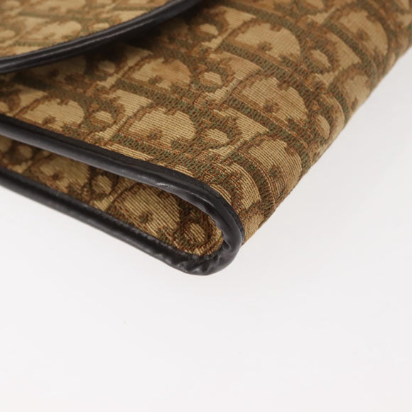 Christian Dior Trotter Canvas Chain Shoulder Bag Brown Gold Auth 147883