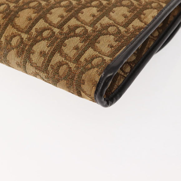 Christian Dior Trotter Canvas Chain Shoulder Bag Brown Gold Auth 147883