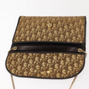 Christian Dior Trotter Canvas Chain Shoulder Bag Brown Gold Auth 147883-16