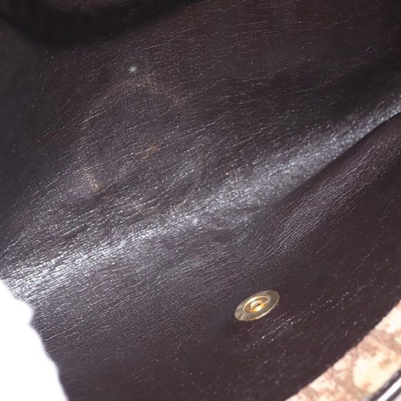 Christian Dior Trotter Canvas Chain Shoulder Bag Brown Gold Auth 147883