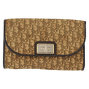 Christian Dior Trotter Canvas Chain Shoulder Bag Brown Gold Auth 147883-2