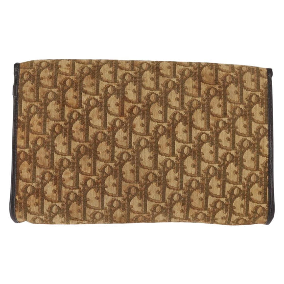 Christian Dior Trotter Canvas Chain Shoulder Bag Brown Gold Auth 147883