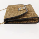 Christian Dior Trotter Canvas Chain Shoulder Bag Brown Gold Auth 147883-6