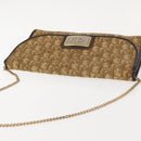 Christian Dior Trotter Canvas Chain Shoulder Bag Brown Gold Auth 147883-7