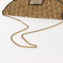 Christian Dior Trotter Canvas Chain Shoulder Bag Brown Gold Auth 147883-8