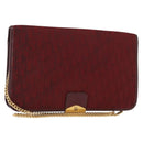 Christian Dior Trotter Canvas Chain Shoulder Bag Red Gold Auth 147884-1