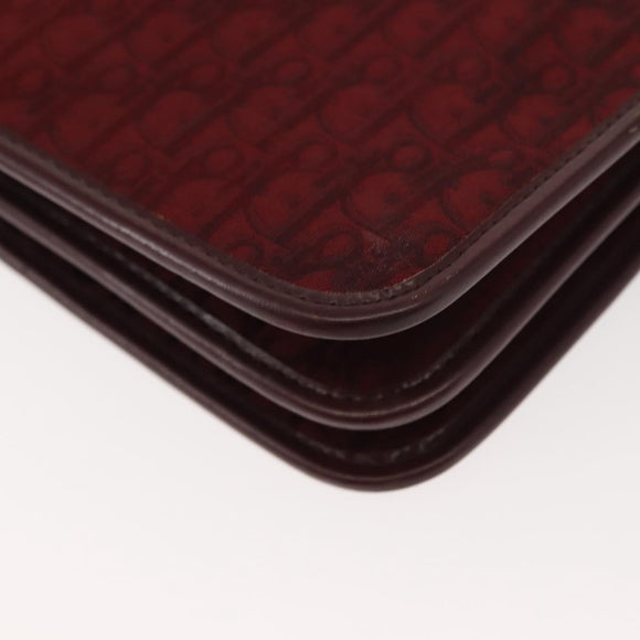 Christian Dior Trotter Canvas Chain Shoulder Bag Red Gold Auth 147884