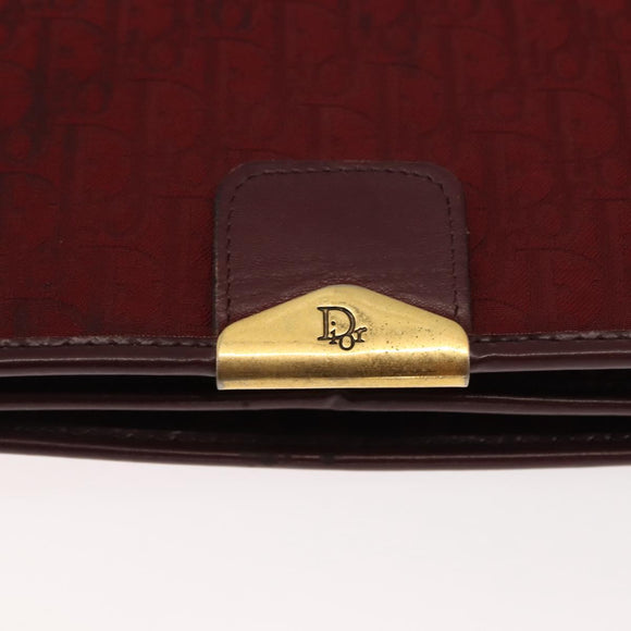 Christian Dior Trotter Canvas Chain Shoulder Bag Red Gold Auth 147884