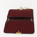 Christian Dior Trotter Canvas Chain Shoulder Bag Red Gold Auth 147884-15