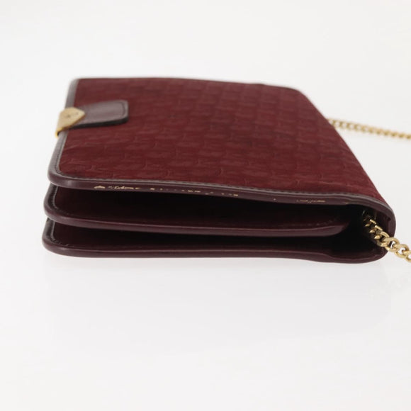 Christian Dior Trotter Canvas Chain Shoulder Bag Red Gold Auth 147884