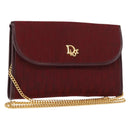 Christian Dior Trotter Canvas Chain Shoulder Bag Red Gold Auth 147885-1