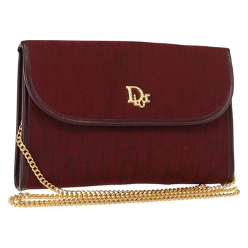 Christian Dior Trotter Canvas Chain Shoulder Bag Red Gold Auth 147885