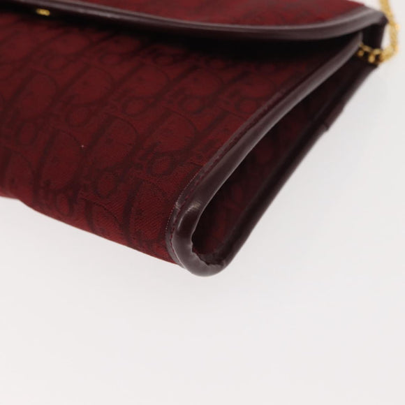 Christian Dior Trotter Canvas Chain Shoulder Bag Red Gold Auth 147885