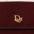 Christian Dior Trotter Canvas Chain Shoulder Bag Red Gold Auth 147885-17