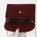 Christian Dior Trotter Canvas Chain Shoulder Bag Red Gold Auth 147885-10