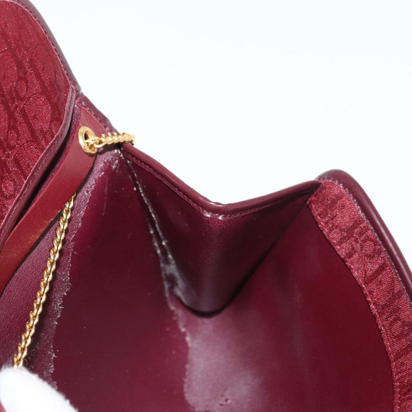 Christian Dior Trotter Canvas Chain Shoulder Bag Red Gold Auth 147885