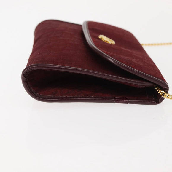 Christian Dior Trotter Canvas Chain Shoulder Bag Red Gold Auth 147885