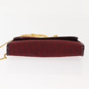 Christian Dior Trotter Canvas Chain Shoulder Bag Red Gold Auth 147885-5