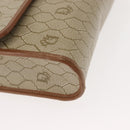 Christian Dior Honeycomb Canvas Shoulder Bag PVC Gold Beige Auth 147886-10