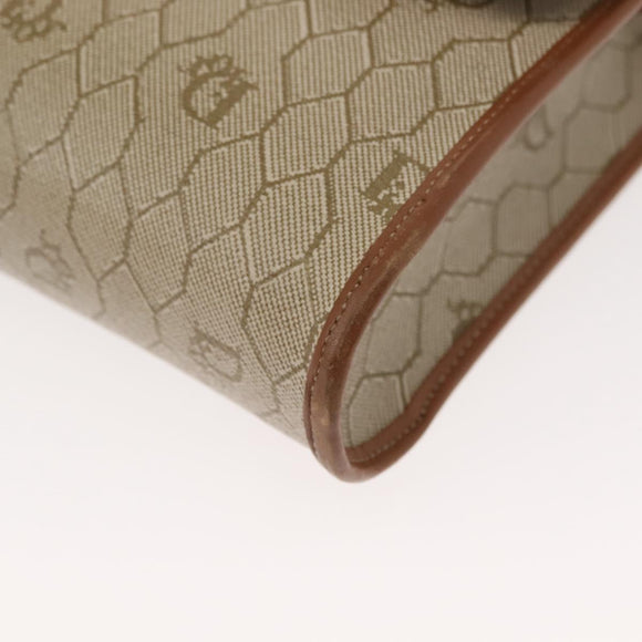 Christian Dior Honeycomb Canvas Shoulder Bag PVC Gold Beige Auth 147886