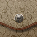 Christian Dior Honeycomb Canvas Shoulder Bag PVC Gold Beige Auth 147886-14