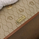Christian Dior Honeycomb Canvas Shoulder Bag PVC Gold Beige Auth 147886-16