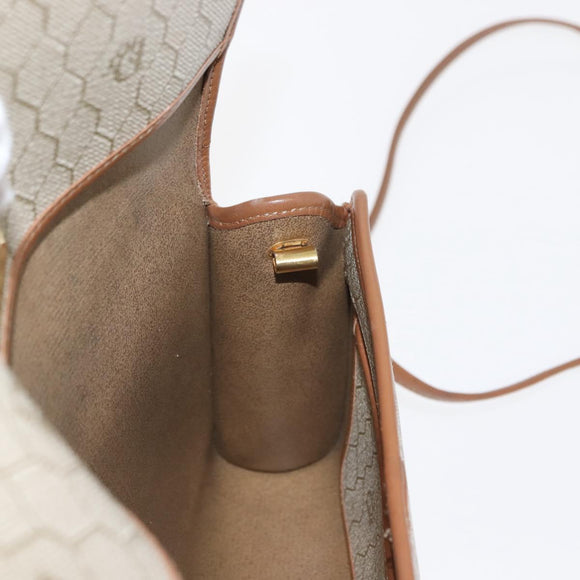 Christian Dior Honeycomb Canvas Shoulder Bag PVC Gold Beige Auth 147886