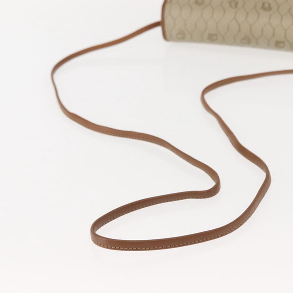 Christian Dior Honeycomb Canvas Shoulder Bag PVC Gold Beige Auth 147886