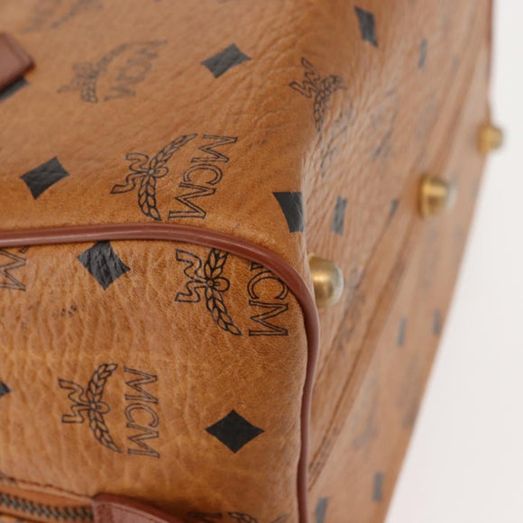MCM Logogram Vicetos Hand Bag PVC Leather Brown Gold Auth 147887