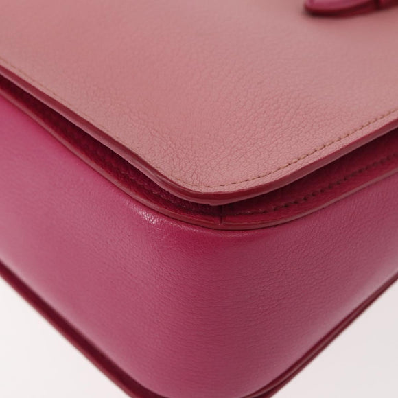 Miu Miu Madras Hand Bag Leather Pink Gold Auth 147888