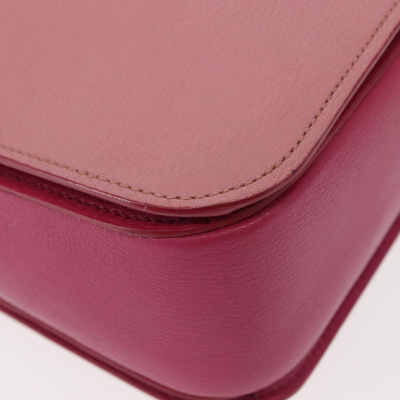 Miu Miu Madras Hand Bag Leather Pink Gold Auth 147888