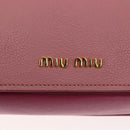 Miu Miu Madras Hand Bag Leather Pink Gold Auth 147888-18